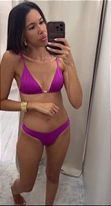 Biquíni Cortininha Fucsia Calcinha Asa Delta