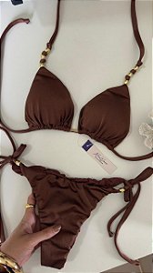 Biquíni Cortininha Marrom Lacinho