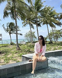 Camisa Linho Rosa Bebê