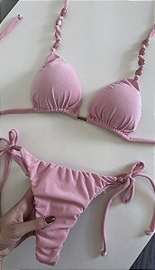 Biquíni Cortininha Rosa Ballerina Lacinho