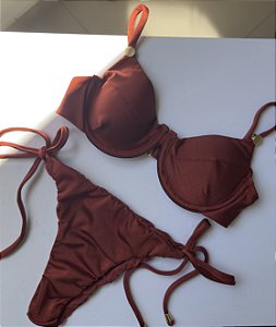 Biquíni Meia Taça Terracota Lacinho