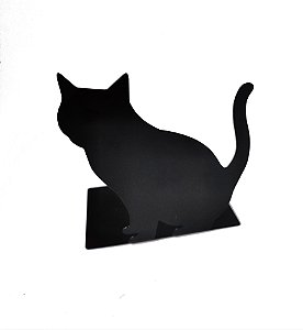 Porta livro gato preto em metal