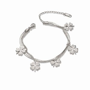 Pulseira Bracelete Trevo em Aço Inoxidável (sorte)