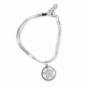 Pulseira com Pentagrama - Aço Inoxidável