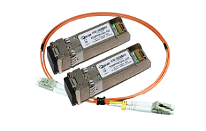 KIT 2 MODULOS SFP+ 10G MULTIMODO 850NM COM CORDÃO 1,5M OM2