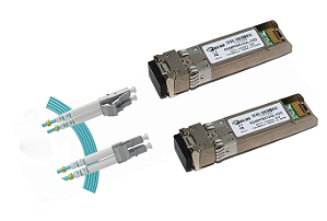 KIT 2 MODULOS SFP+ 10G MULTIMODO 850NM COM CORDÃO 1,5M OM3