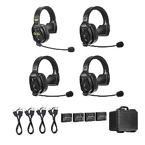 WiTalk-WT4S | Sistema de Intercomunicação sem Fio de 1.9GHz com Fones de Ouvido Simples para 4 Pessoas