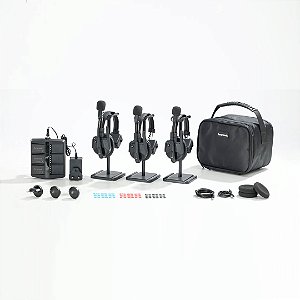 WiTalk9SE-3S | Sistema de Intercomunicação WiTalk9-3S Avançado com Headset Sem Fio de Orelha Única de 2,4GHz para 3 Pessoas com Comunicação Full-Duplex