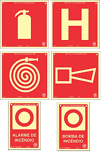 Placa Sinalização Equipamentos - Extintor, Alarme, Sirene, Hidrante, Mangueira... ABNT