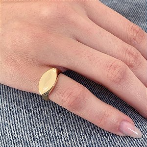 Anel Banhado a Ouro Dedinho Navete Liso Aberto