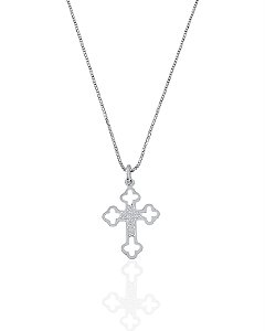 Colar Crucifixo Trabalhado Vazado 2cm x 1,6cm 45cm - Prata 925