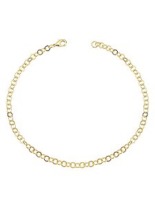 Tornozeleira Elo Redondo 25cm - Banho de Ouro 18k