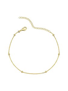 Tornozeleira Bolinha Lisa 21cm + 5cm de extensor - Banho de Ouro 18k
