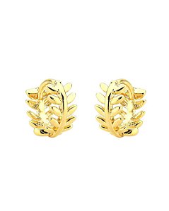Brinco Argolinha Click Folhagem 1cm - Banho de Ouro 18k