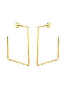 Brinco Argola Quadrada Tarracha 4cm - Banho de Ouro 18k