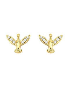 Brinco Espirito Santo Cravejado 1cm - Banho de Ouro 18k