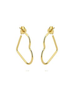 Brinco Argola Coração Tarracha 2,2cm - Banho de Ouro 18k
