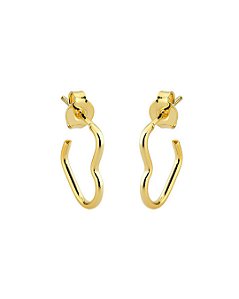 Brinco Argola Coração Tarracha 1,4cm - Banho de Ouro 18k