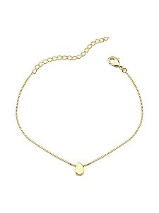 Pulseira Plaquinha Gota 16cm + 5cm extensor - Banho de Ouro 18k