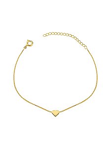 Pulseira Plaquinha Coração 16cm + 5cm extensor - Banho de Ouro 18k
