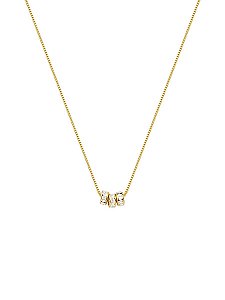 Colar 3 Rodinhas Cravejadas 40cm + 5cm de extensor - Banho de Ouro 18k