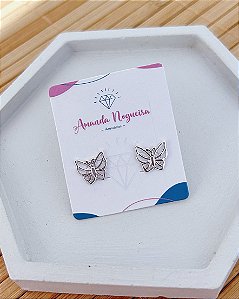 Brinco Borboleta Vazada 1cm x 0,9cm - Prata 925