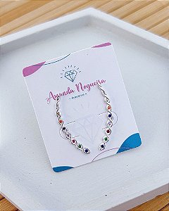 Brinco Ear Cuff Torcido 7 Zircônias Color 2,6cm - Prata 925