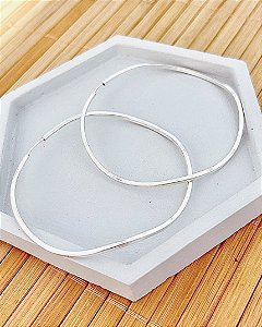 Brinco Argola Fio Quadrado Ondulado Encaixe 6,3mm - Prata 925