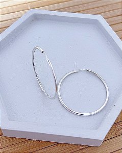 Brinco Argola Fio Redondo Encaixe 3,5cm - Prata 925