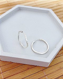 Brinco Argola Fio Quadrado Ondulado Encaixe 2,3mm - Prata 925