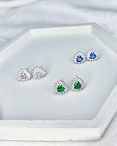 Brinco Zircônia Coração c/ Cravejado 0,9mm - Prata 925