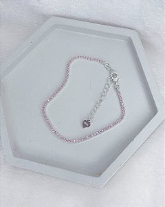 Pulseira Riviera Rosa Claro 2mm 17cm + 5cm de Extensor - Prata 925