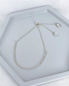Pulseira Pipoca Modelo Gravatinha 21cm Ajustável - Prata 925