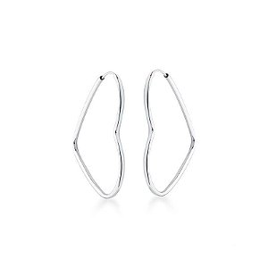 Brinco Argola Coração Fio Redondo 4cm - Prata 925