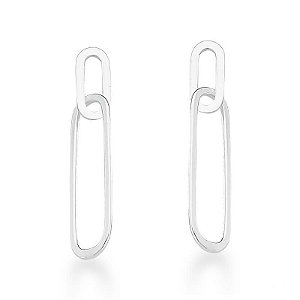Brinco 2 Elos 3cm - Prata 925