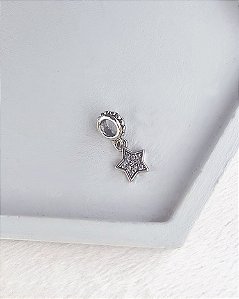 Berloque Estrela Cravejada Pendurada - Prata 925
