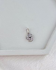 Berloque Trançado Cravejado Pendurado - Prata 925