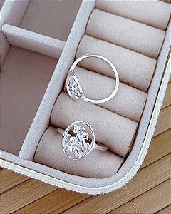 Anel São Jorge Vazado Oval - Prata 925