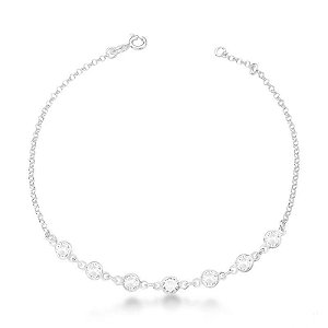 Pulseira 7 pontos de luz Zircônia 19cm - Prata 925