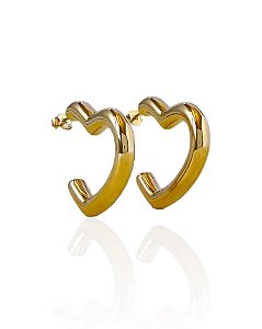 Brinco Argola Coração Grossa 3cm - Banho de Ouro 18k