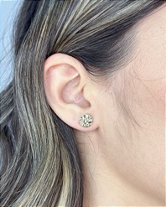 Brinco Circulo Efeito Amassado 0,9cm - Banho de Ouro 18k