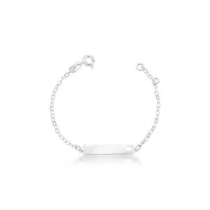 Pulseira Infantil Plaquinha Coração Vazado 15cm - Prata 925