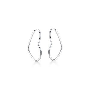 Brinco Argola Coração Encaixe 3cm - Prata 925