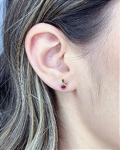 Brinco Infantil Cereja 0,5cm - Banho de Ouro 18k