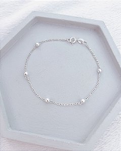 Pulseira 3x1 c/ 5 Bolinhas 19cm - Prata 925