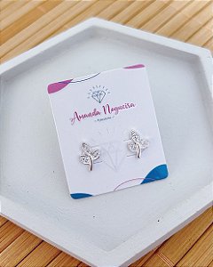 Brinco Galho Cravejado 1,1cm x 0,9cm - Prata 925