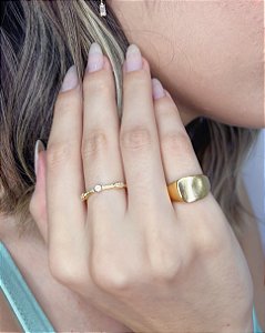 Anel 3 Pontos de luz Fininho - Banho de Ouro 18k