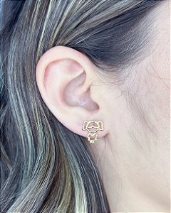 Brinco Menina Vazada 1,3cm - Banho de Ouro 18k