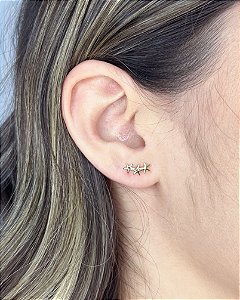 Brinco Ear Cuff 3 Estrelas 1,1cm - Banho de Ouro 18k