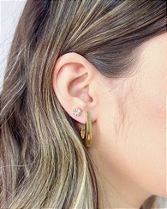 Brinco Argola Gota Quadrada 2,6cm - Banho de Ouro 18k